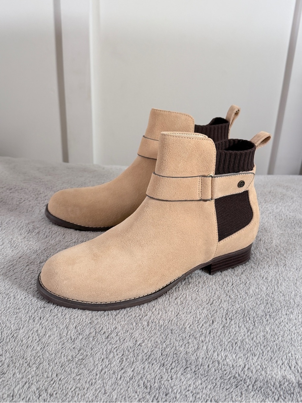Spenco Park Avenue suede ankle booties brown leather boots size NWOT chelsea 10